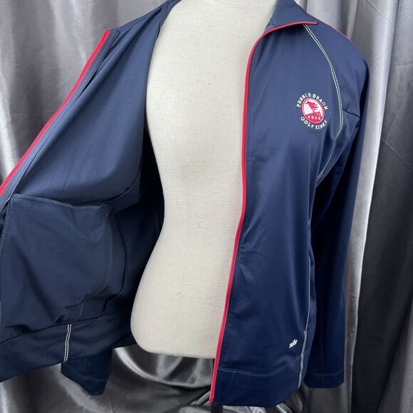 Nike Golf Tour Women S Performance Jacket Dri-Fit Navy Red Full Zip Pebble Beach - Picture 9 of 15